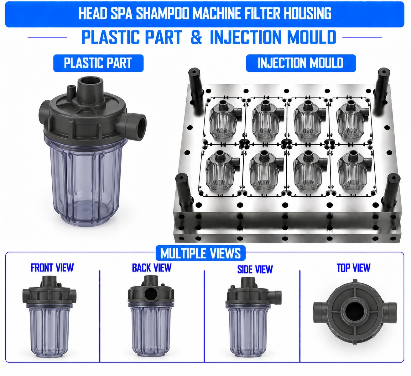 Head Spa Shampoo Machine Plastic Filter Housing Mould and Moulding Services
